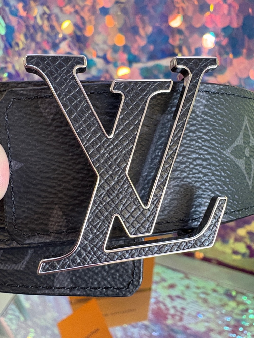 Louis Vuitton Black Monogram LV Reversible 110/44 Eclipse belt authentic mens - Picture 2 of 10